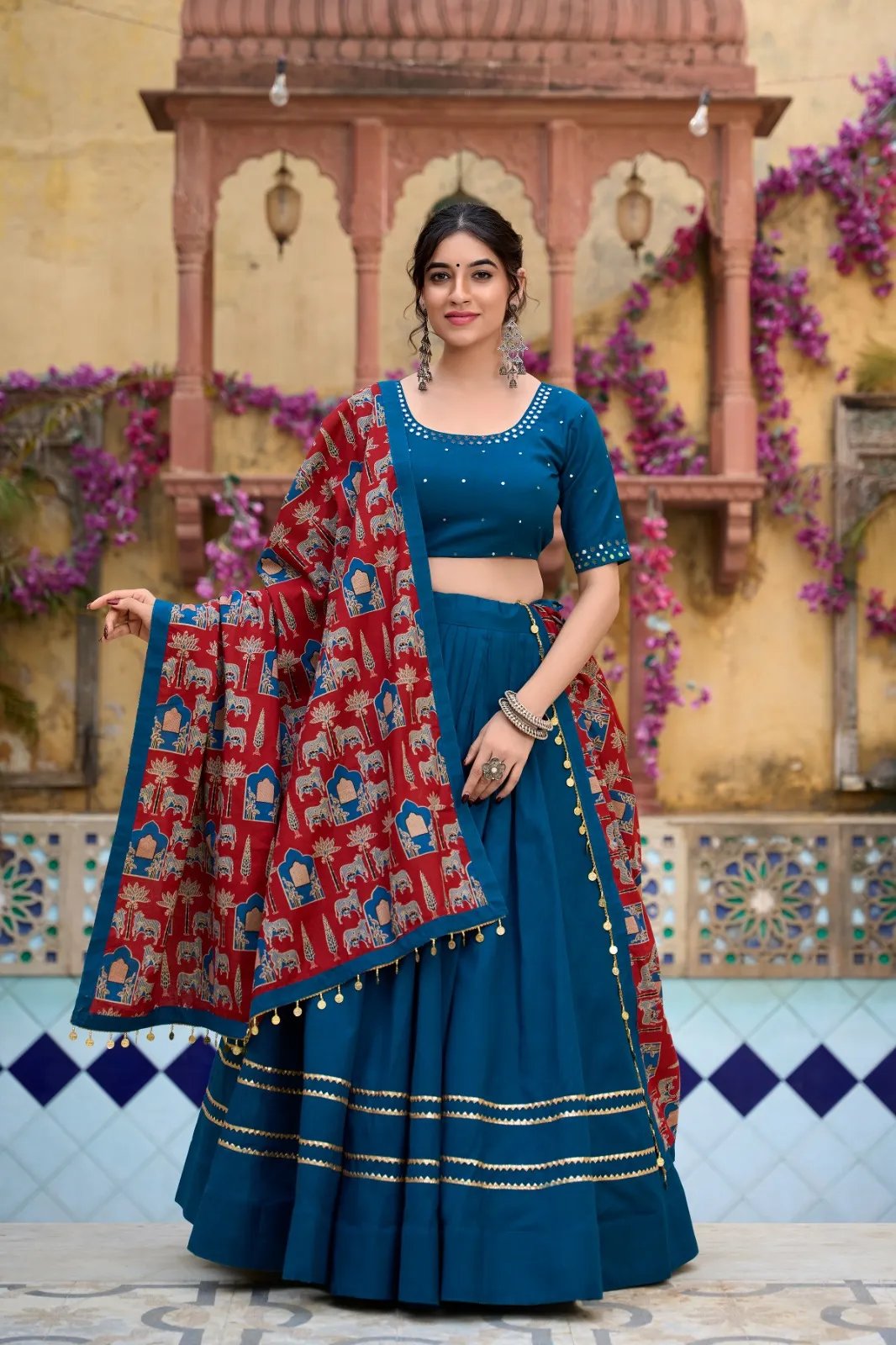 Navratri Pure Cotton Lehenga Choli with Gota Patti & Mirror Work in Surat