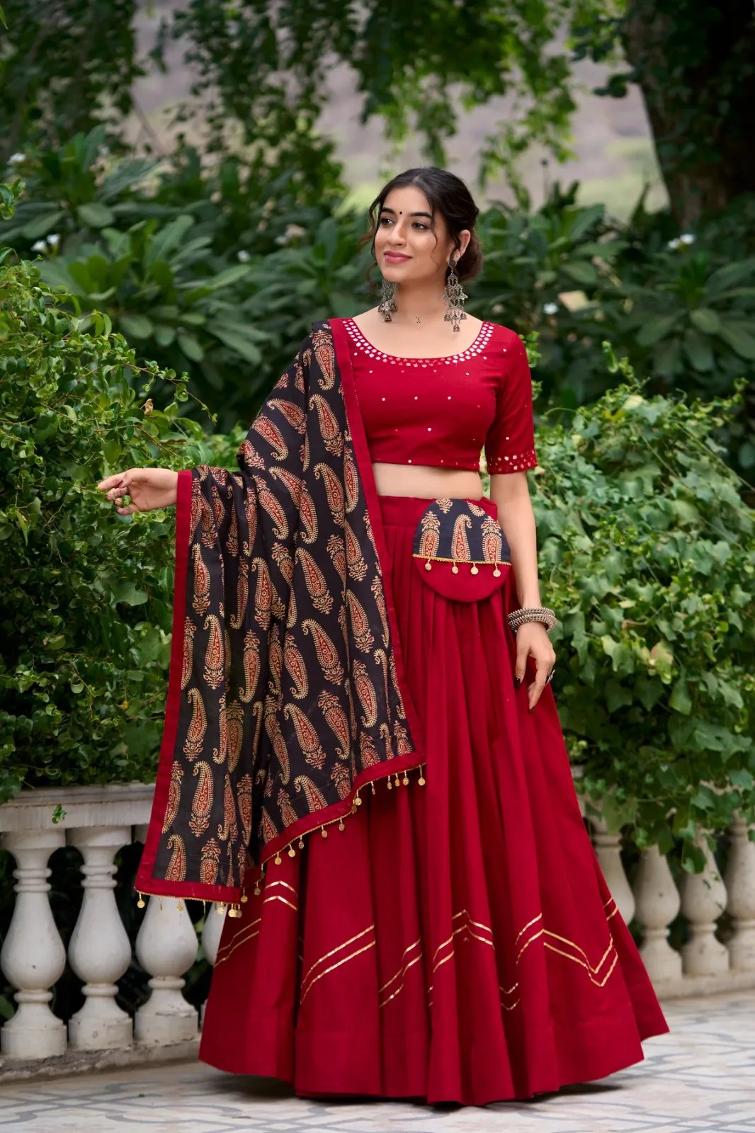 Navratri Pure Cotton Lehenga Choli with Gota Patti & Mirror Work in Surat