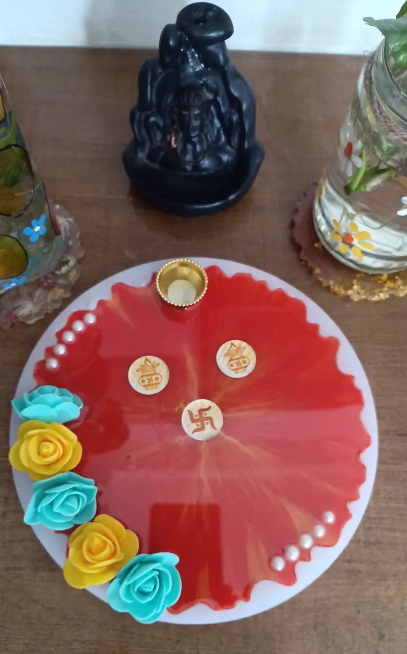 Resin Handmade Customised Pooja Thali - Premium Spiritual Decor in Ahmedabad
