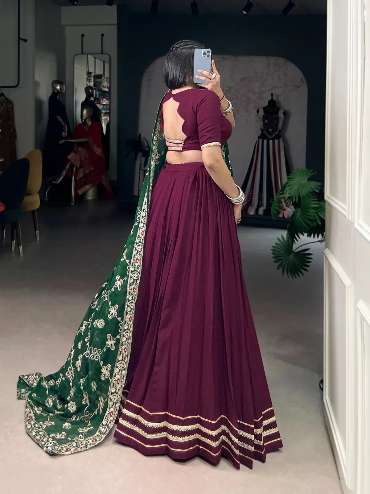 Navratri Rayon Lehenga Choli with Lace Work for Garba in Surat