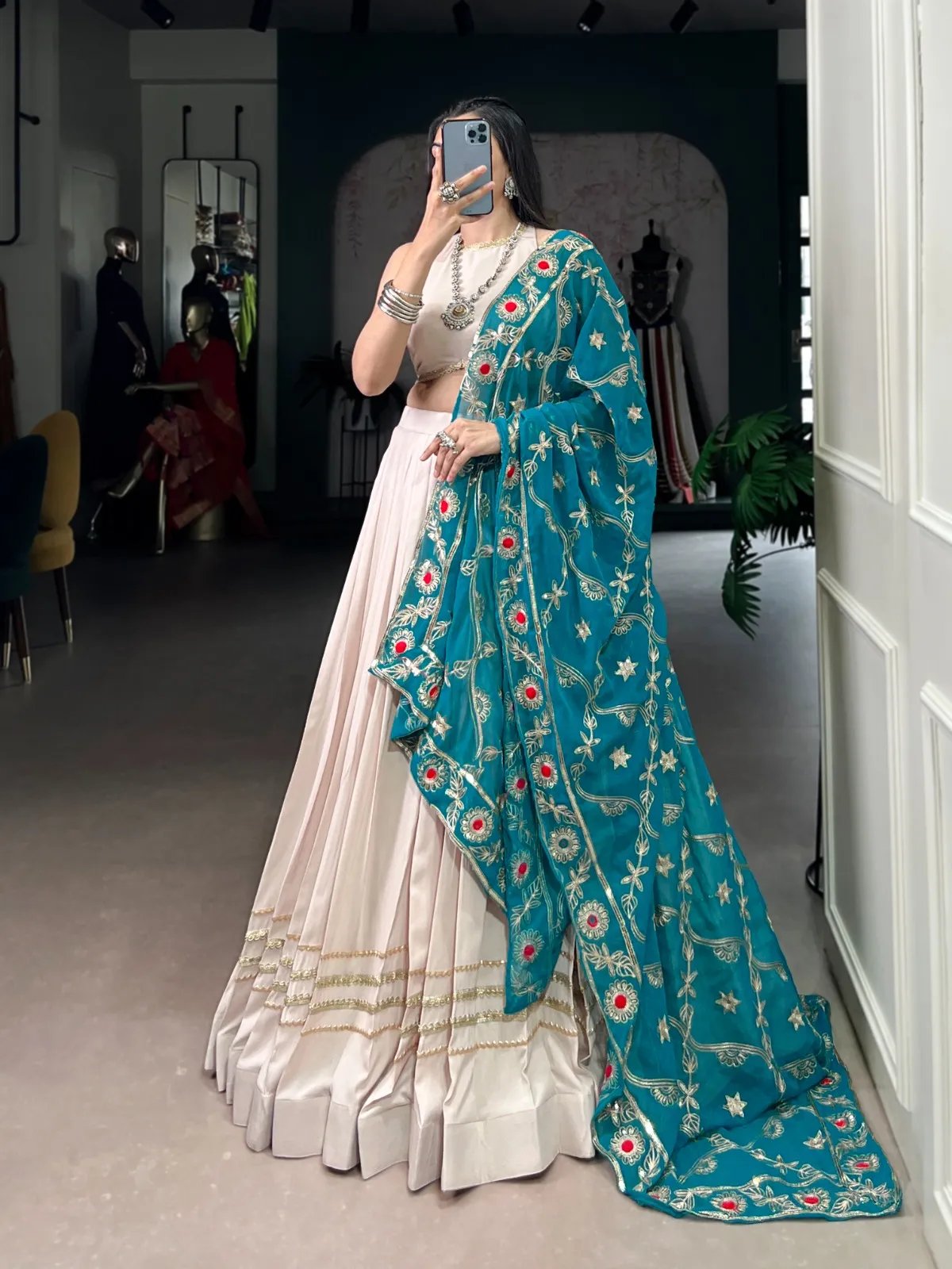 Navratri Rayon Lehenga Choli with Lace Work for Garba in Surat