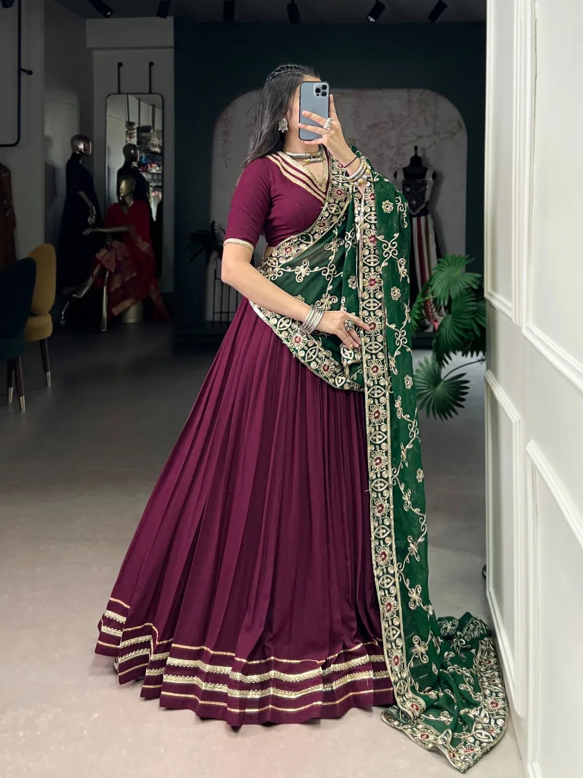 Navratri Rayon Lehenga Choli with Lace Work for Garba in Surat