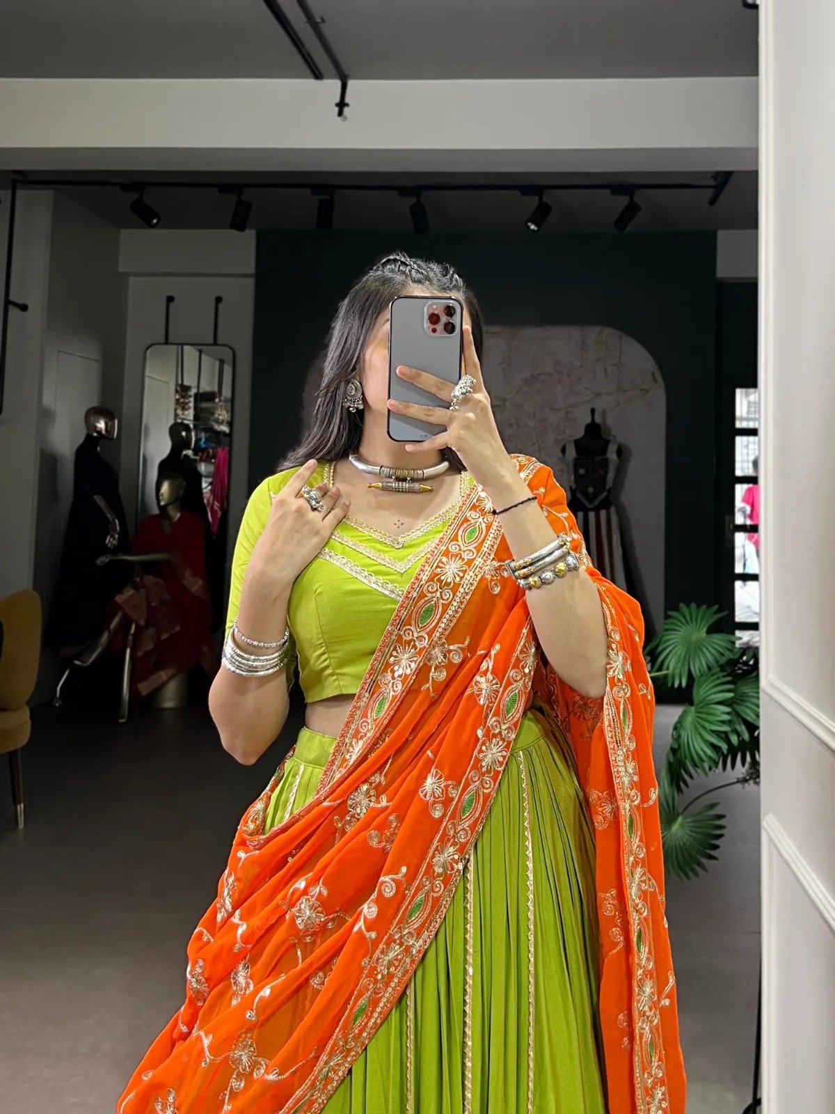Navratri Rayon Lehenga Choli with Lace Work for Garba in Surat