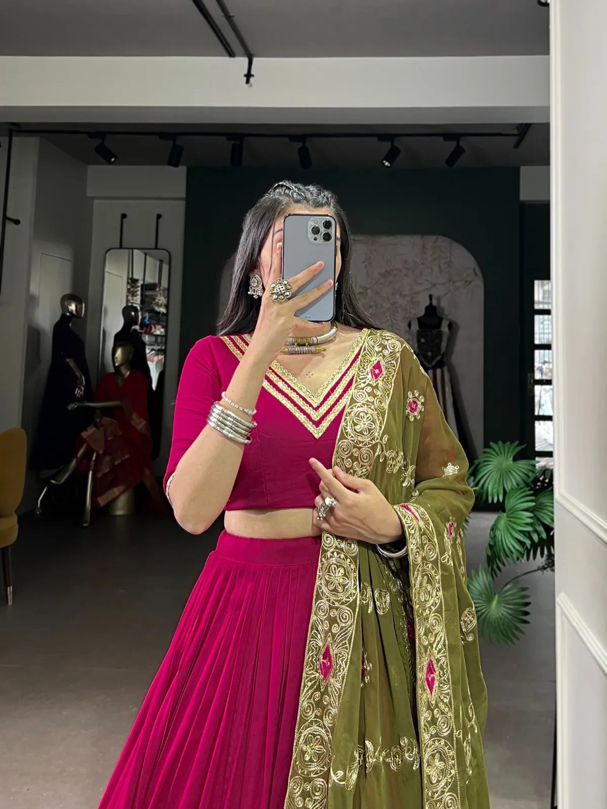 Navratri Rayon Lehenga Choli with Lace Work for Garba in Surat