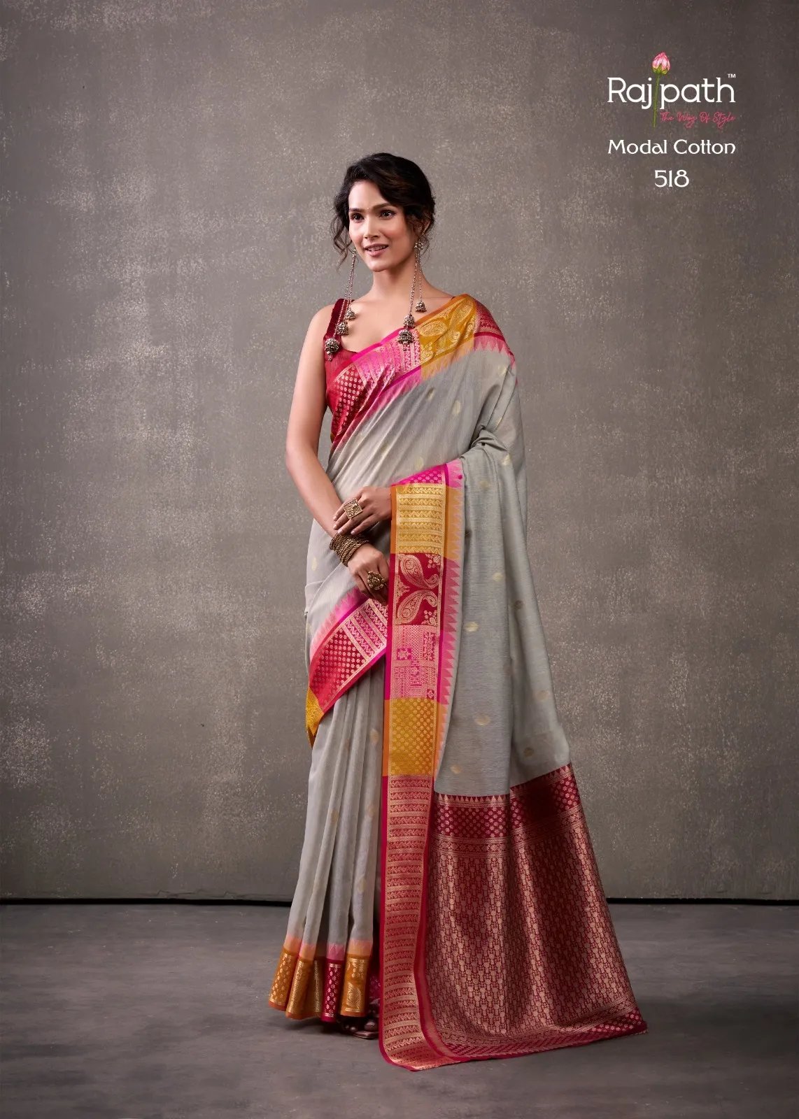 Tuti Fruti Modal Cotton Saree with Rainbow Weaving - Premium in Surat