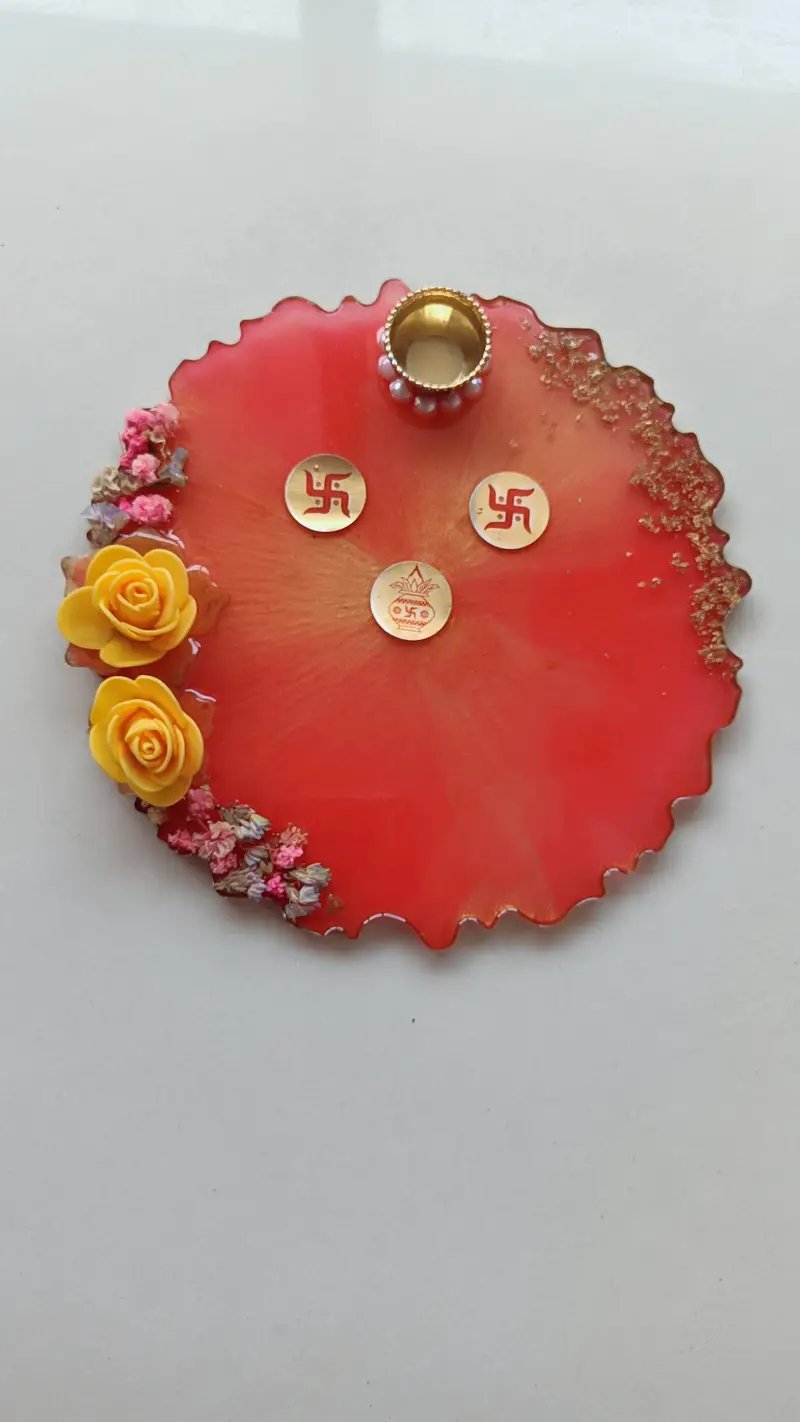 Resin Handmade Customised Pooja Thali - Premium Spiritual Decor in Ahmedabad