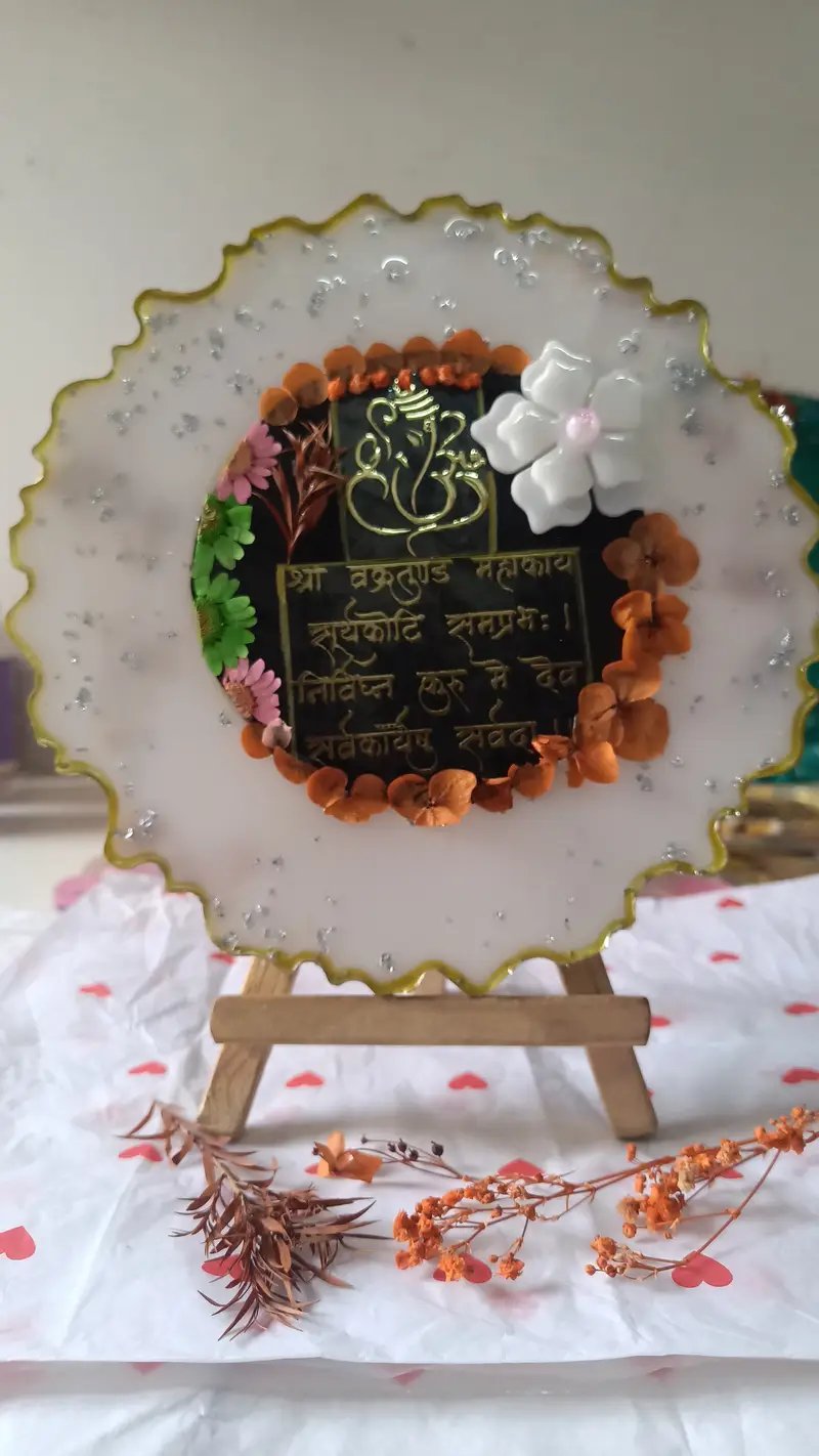 Resin Handmade Ganesh Mantra Frame for Mandir and Home Decor in Ahmedabad