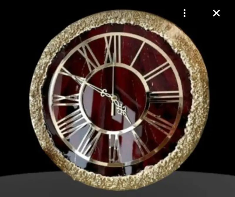 Maroon and Black Resin Wall Clock with Golden Stones in Ahmedabad