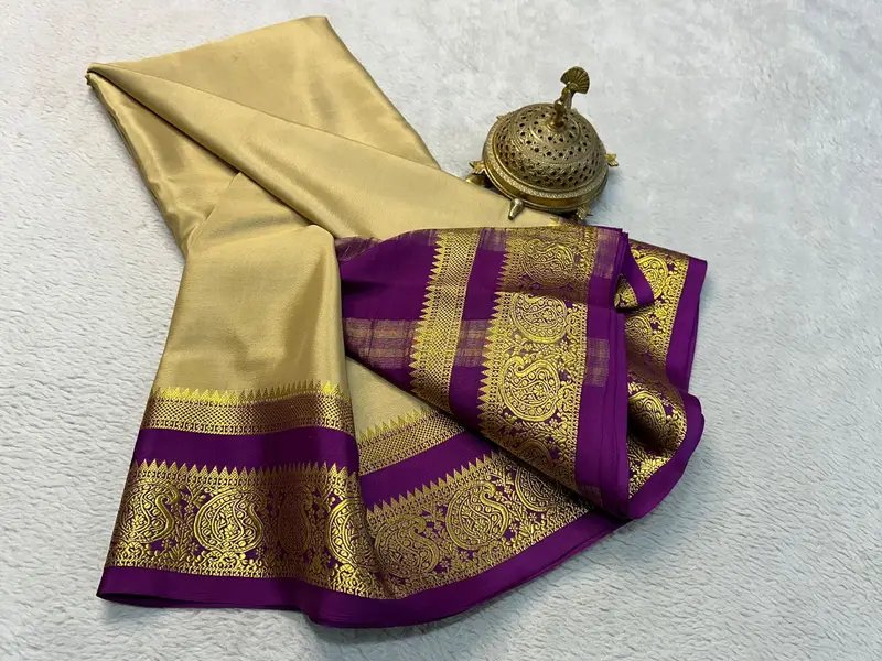 Pure semi crepe mysore silk saree in Hyderabad