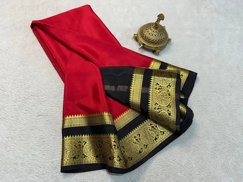 Pure semi crepe mysore silk saree in Hyderabad
