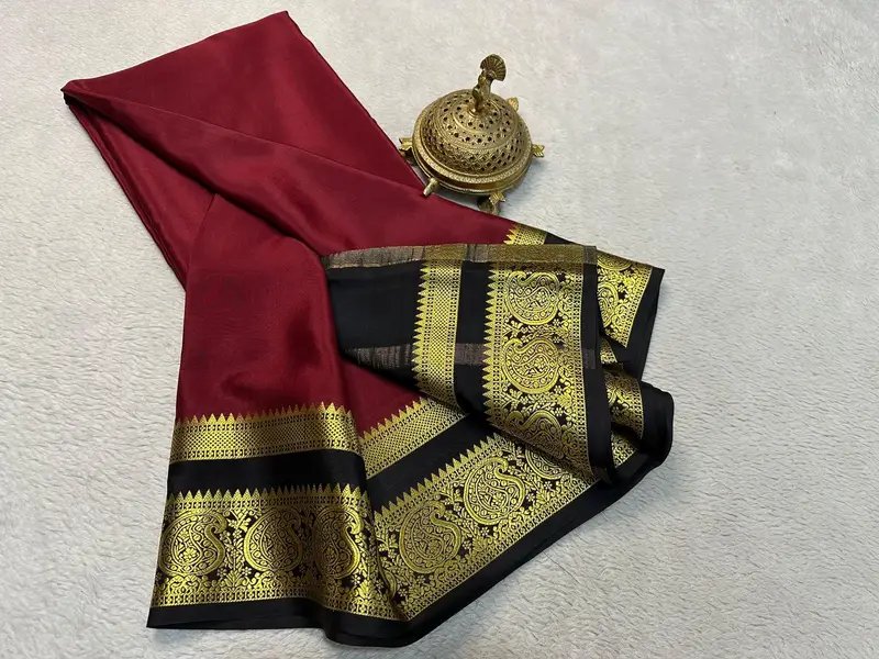 Pure Semi Crepe Mysore Silk Saree, Traditional Elegance in Hyderabad