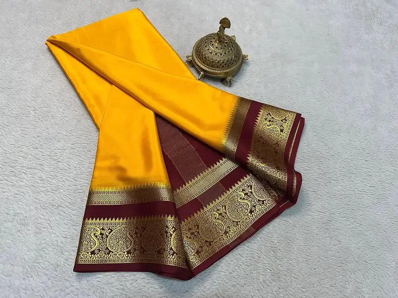Pure semi crepe mysore silk saree in Hyderabad