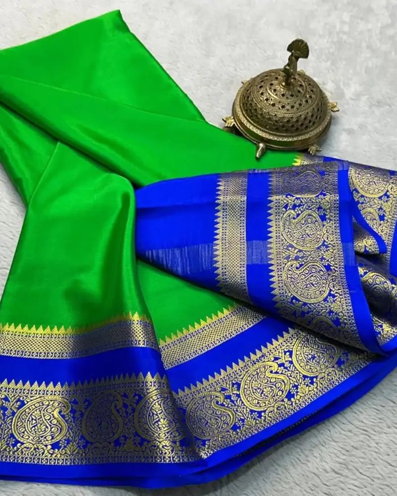 Pure semi crepe mysore silk saree in Hyderabad