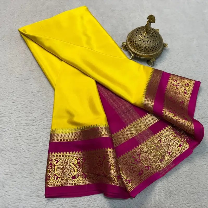 Pure semi crepe mysore silk saree in Hyderabad