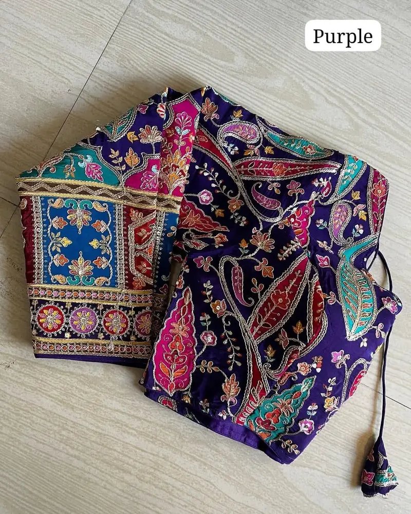 Zari floral design printed blouse in Hyderabad