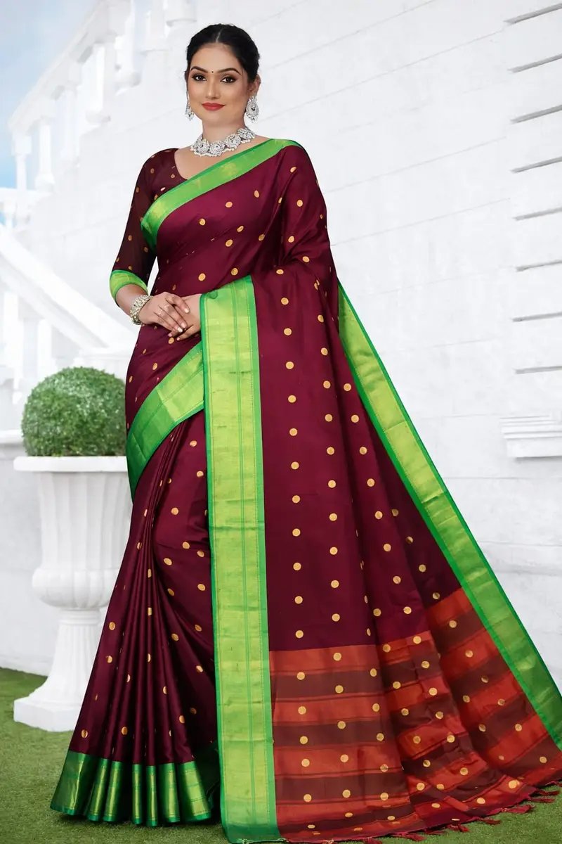 Traditional Banarasi Silk Saree with Zari Buttis and Border in Hyderabad
