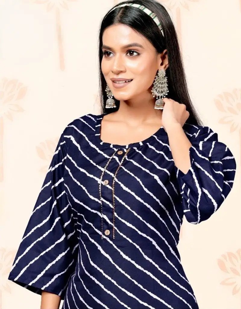 Women's Leheriya Print Straight Fit Kurti - Ethnic in Thane
