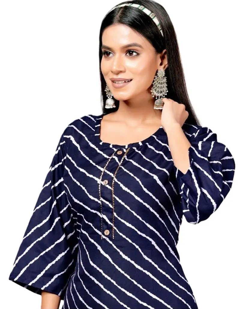Women's Leheriya Print Straight Fit Kurti - Ethnic in Thane