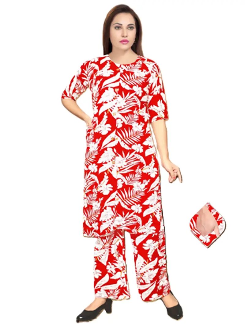 Leheriya Print Straight Kurti with Palazzo in Thane