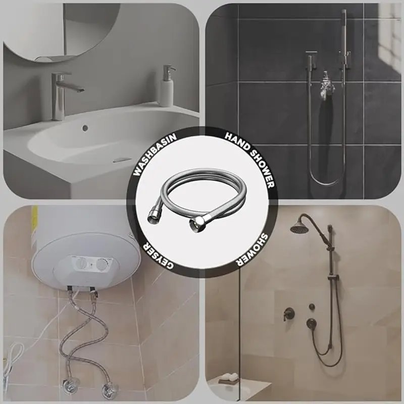 SS 304 Flexible Shower Hose Rust Resistant Bathroom Pipe in Surat