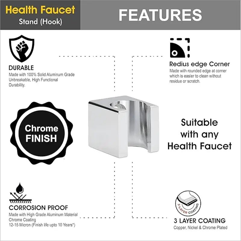 Metal Health Faucet Stand Chrome Wall Mounted Spray Holder in Surat