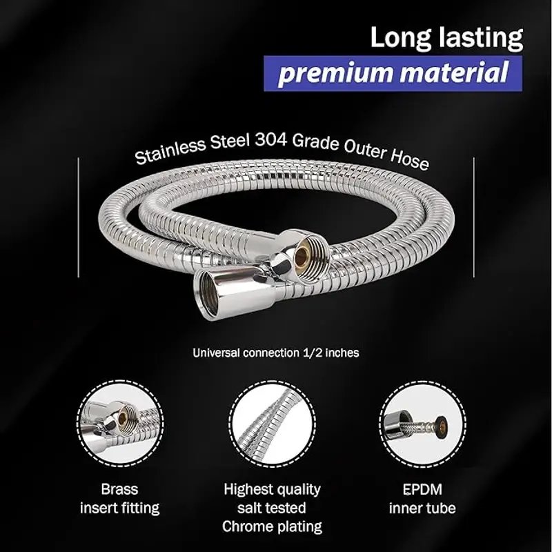 SS 304 Flexible Shower Hose Rust Resistant Bathroom Pipe in Surat