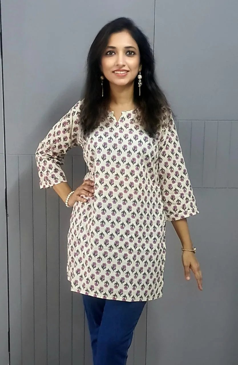 Soft Cotton Cambric Tunic for Women with Stylish Side Slit in Surat