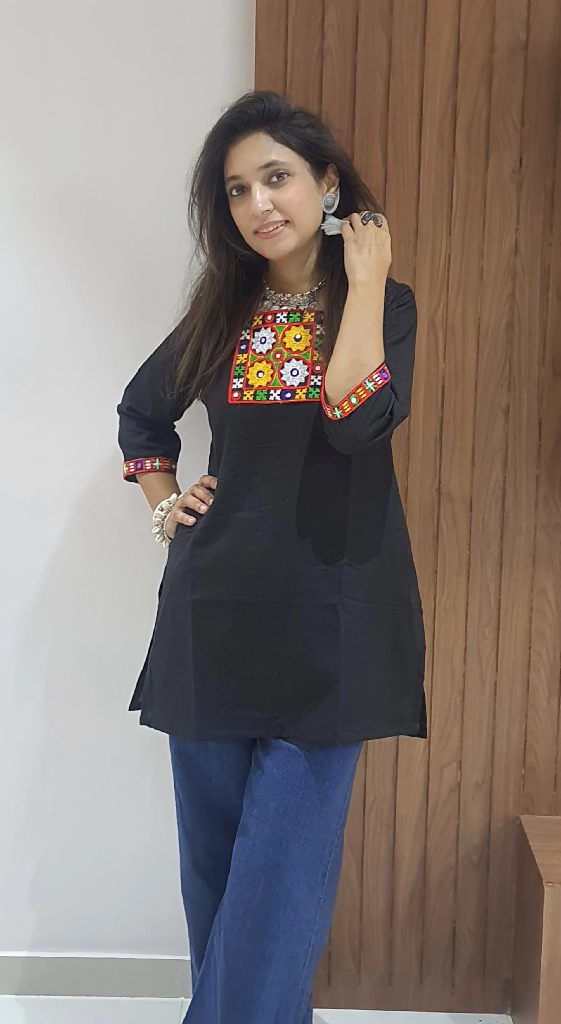 Navratri Special Cotton Slub Tunics with Patch Work for Women in Surat