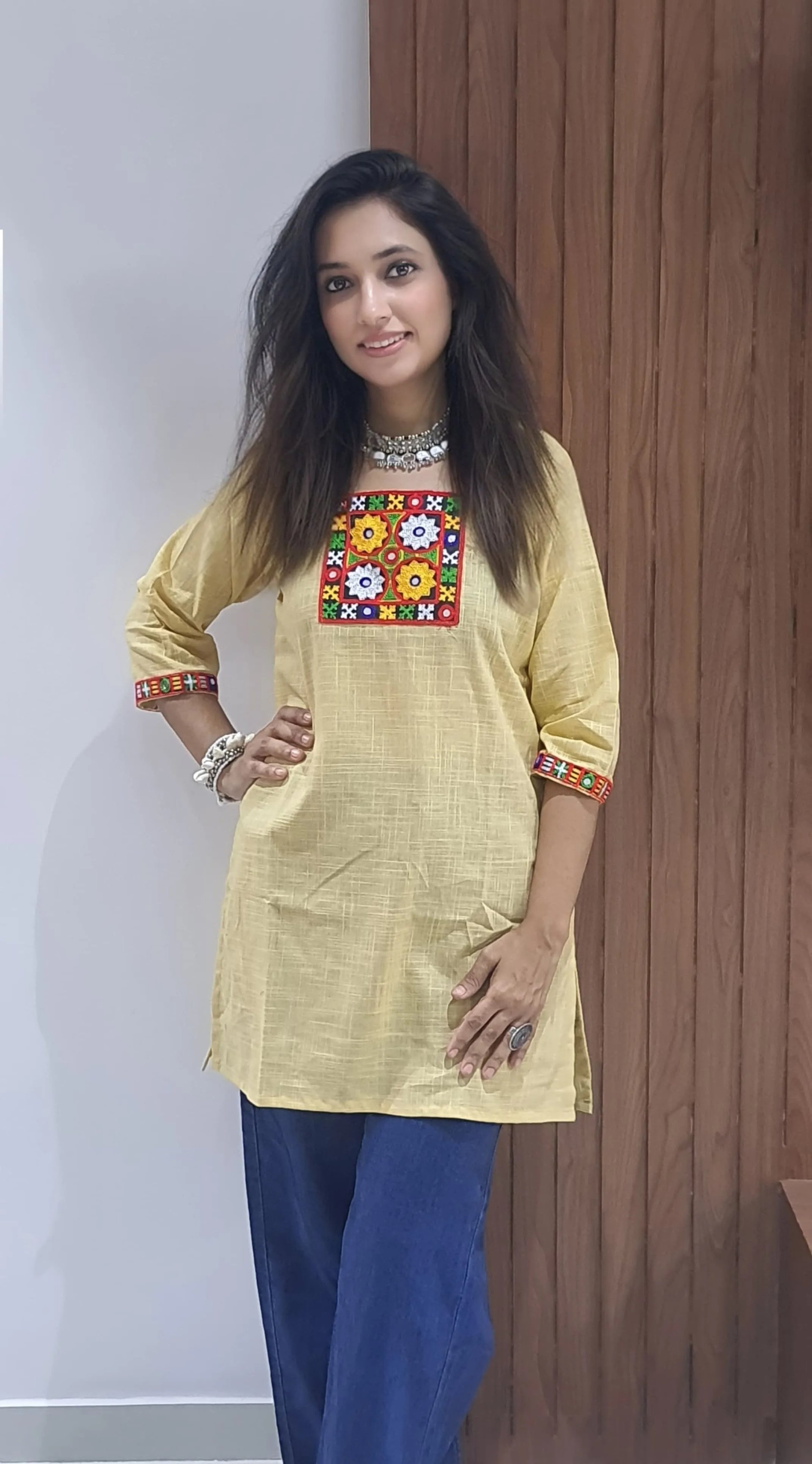 Navratri Special Cotton Slub Tunics with Patch Work for Women in Surat
