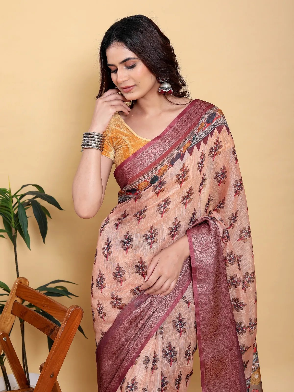 Linen Cotton printed saree in Kolkata