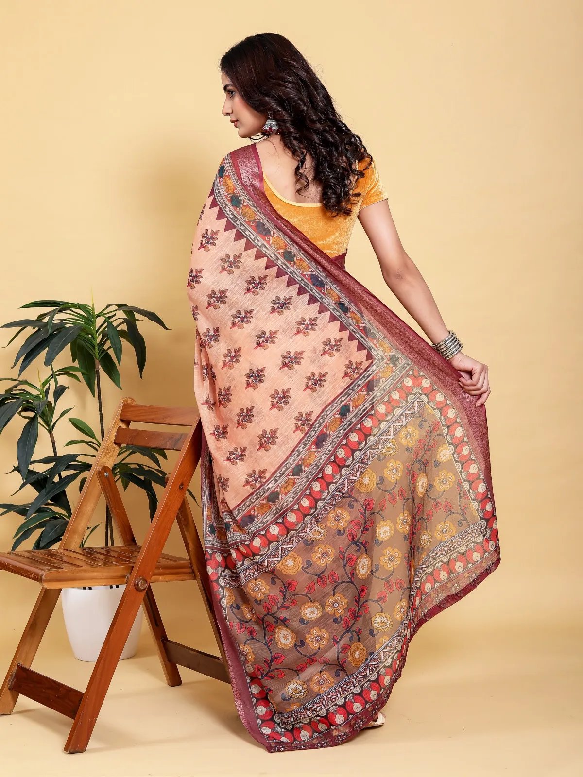 Linen Cotton printed saree in Kolkata