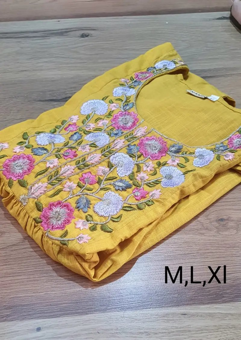 Cotton Embroidery Tunics for Women - Slub Fabric Collection in Surat