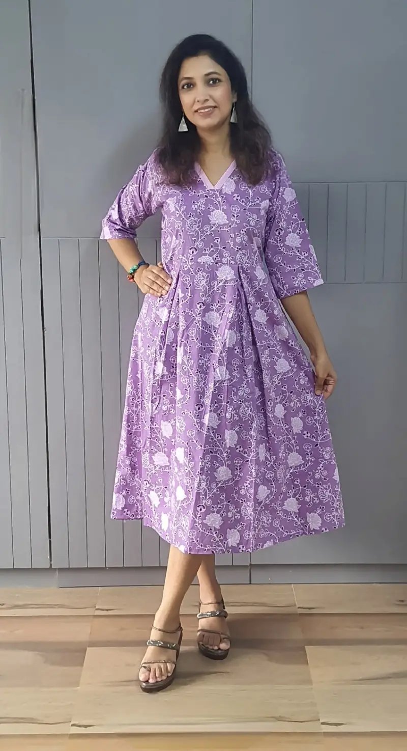 Pure Cotton A-Line One Piece Dress for Women - Casual in Surat