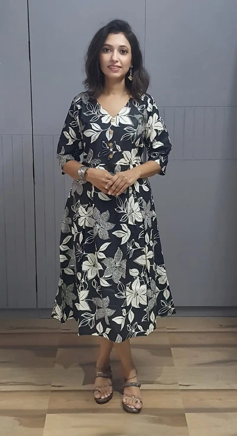 Pure Cotton A-Line One Piece Dress for Women - Casual in Surat
