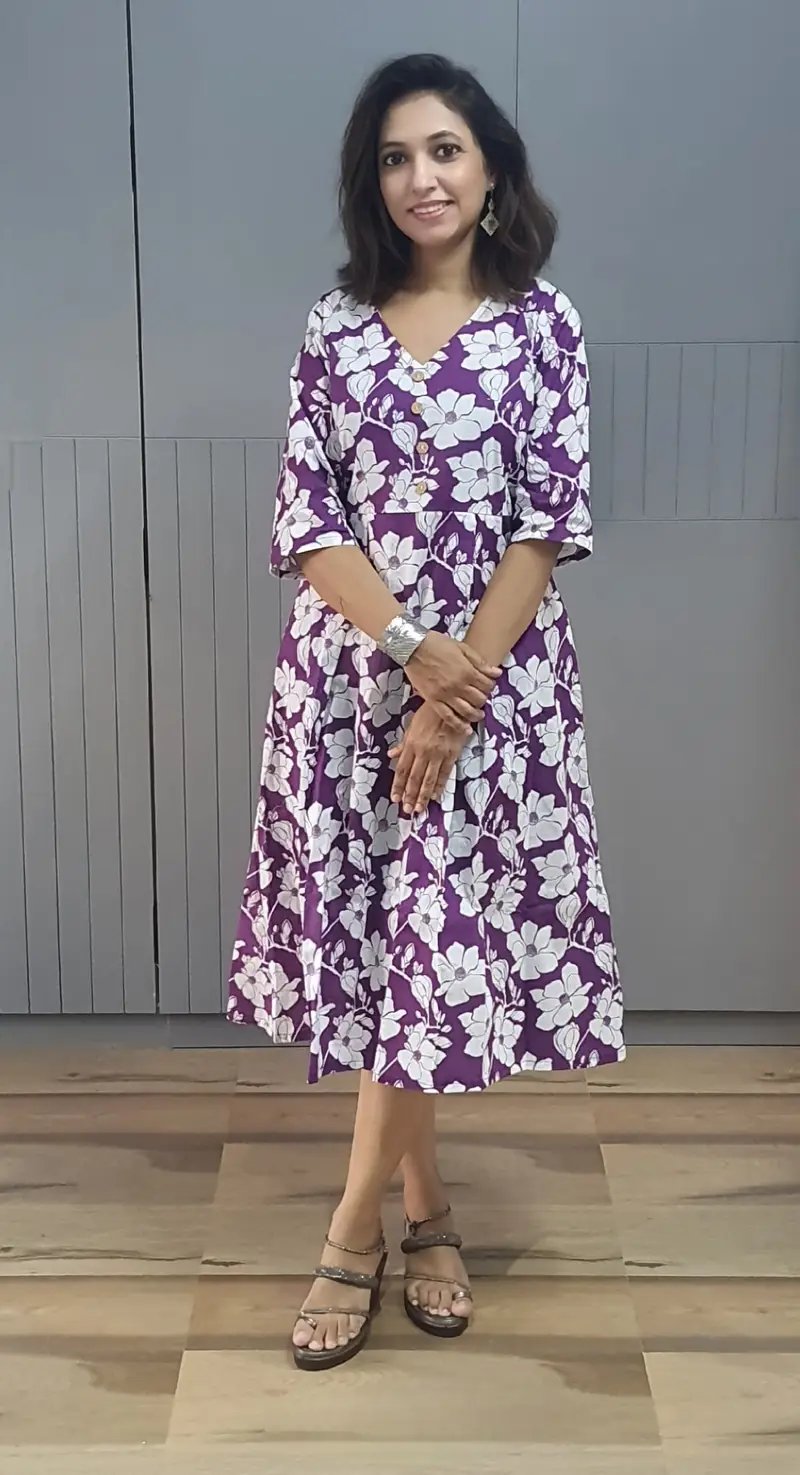 Pure Cotton A-Line One Piece Dress for Women - Casual in Surat