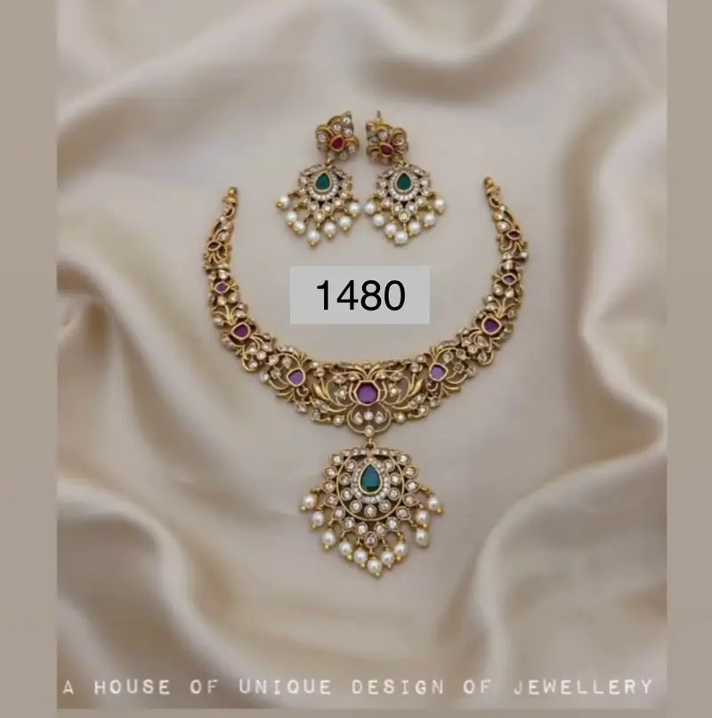 Antique Nakshi Necklace Set with Jhumka Earrings and Pendant in Hyderabad