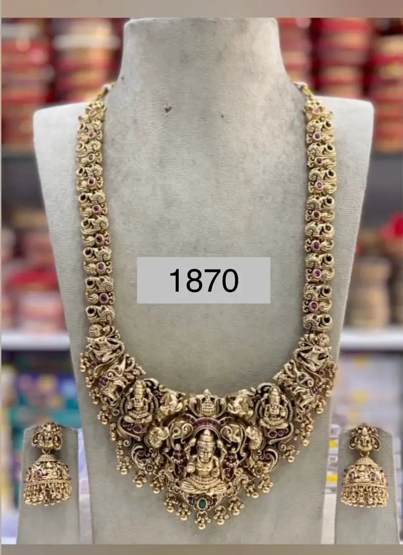 One Gram Gold Long and Short Necklace Sets Bridal Collection in Hyderabad
