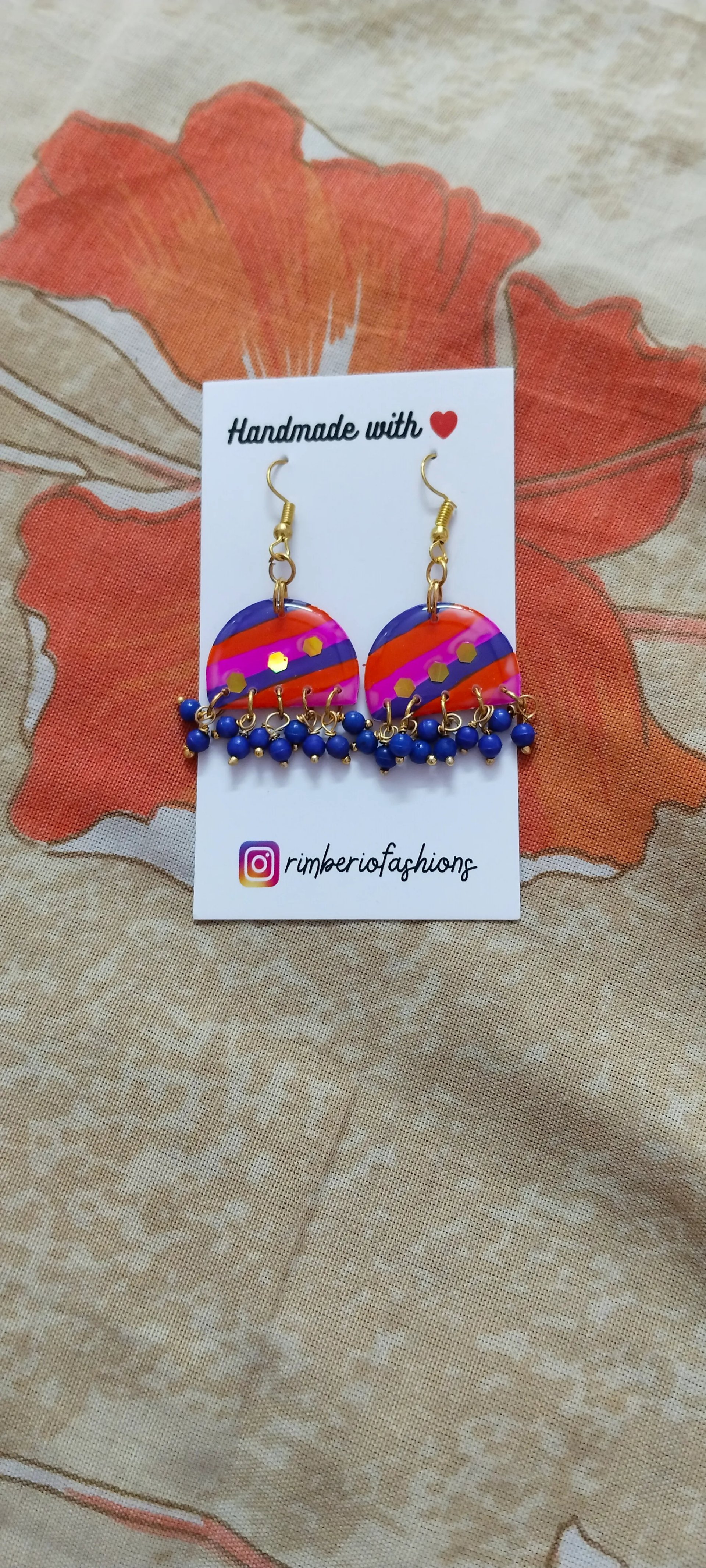 Handmade Resin Leheriya Earrings - Traditional Festive Wear in Mumbai