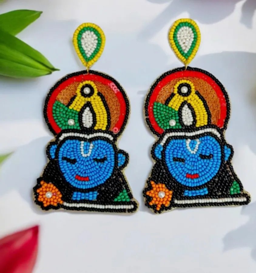 Krishna beaded earrings in Mumbai